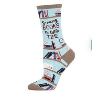Sock Smith Cotton Crew Time  For a Good  Book New With Tag